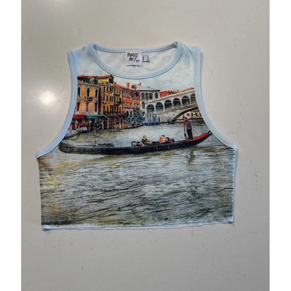 Princess Polly Providence Crop Tank Top Size 4 Venice Euro Summer Festival Artsy